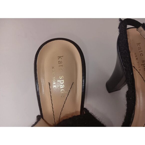 Kate Spade Womens Slingback Open Toe High Block Heels Leather Black Size 7 B - Picture 4 of 10